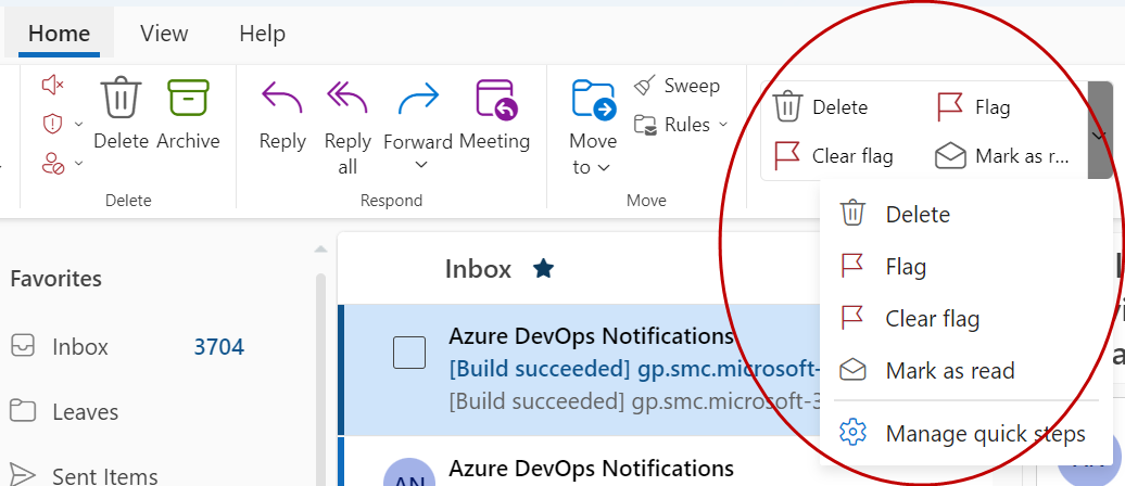 quick steps in outlook