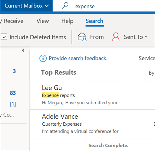 search in outlook